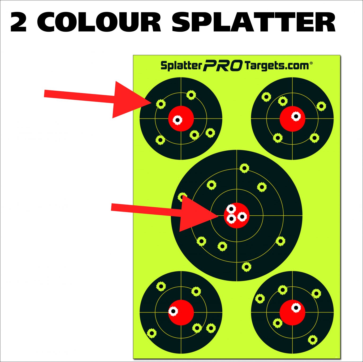 Led Bullets Target 12 x 18 Multi Bullseye Target - Fluorescent Targets - Splatter PRO Targets